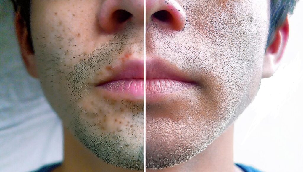 ヒゲ脱毛のビフォーアフター写真:施術前と施術後の比較